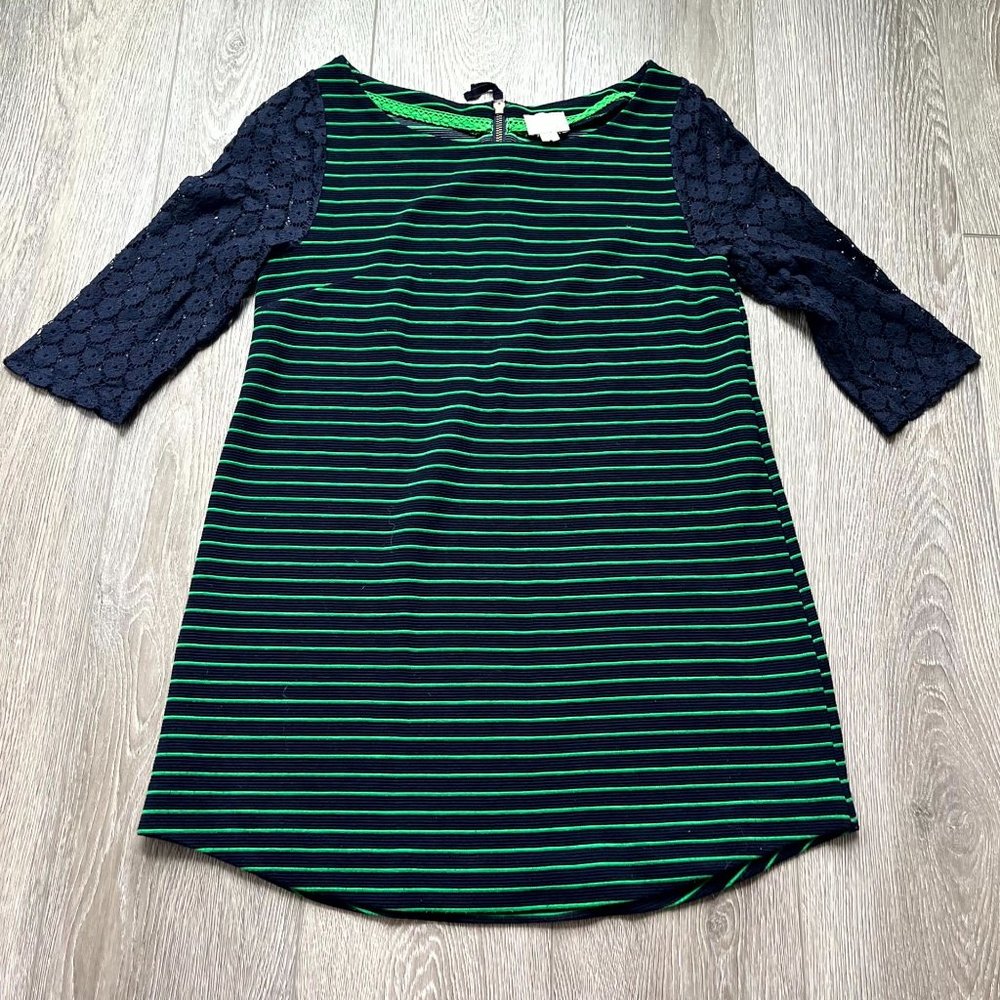 Anthropologie Postmark Striped Lace Sleeve Tunic Top Size XS